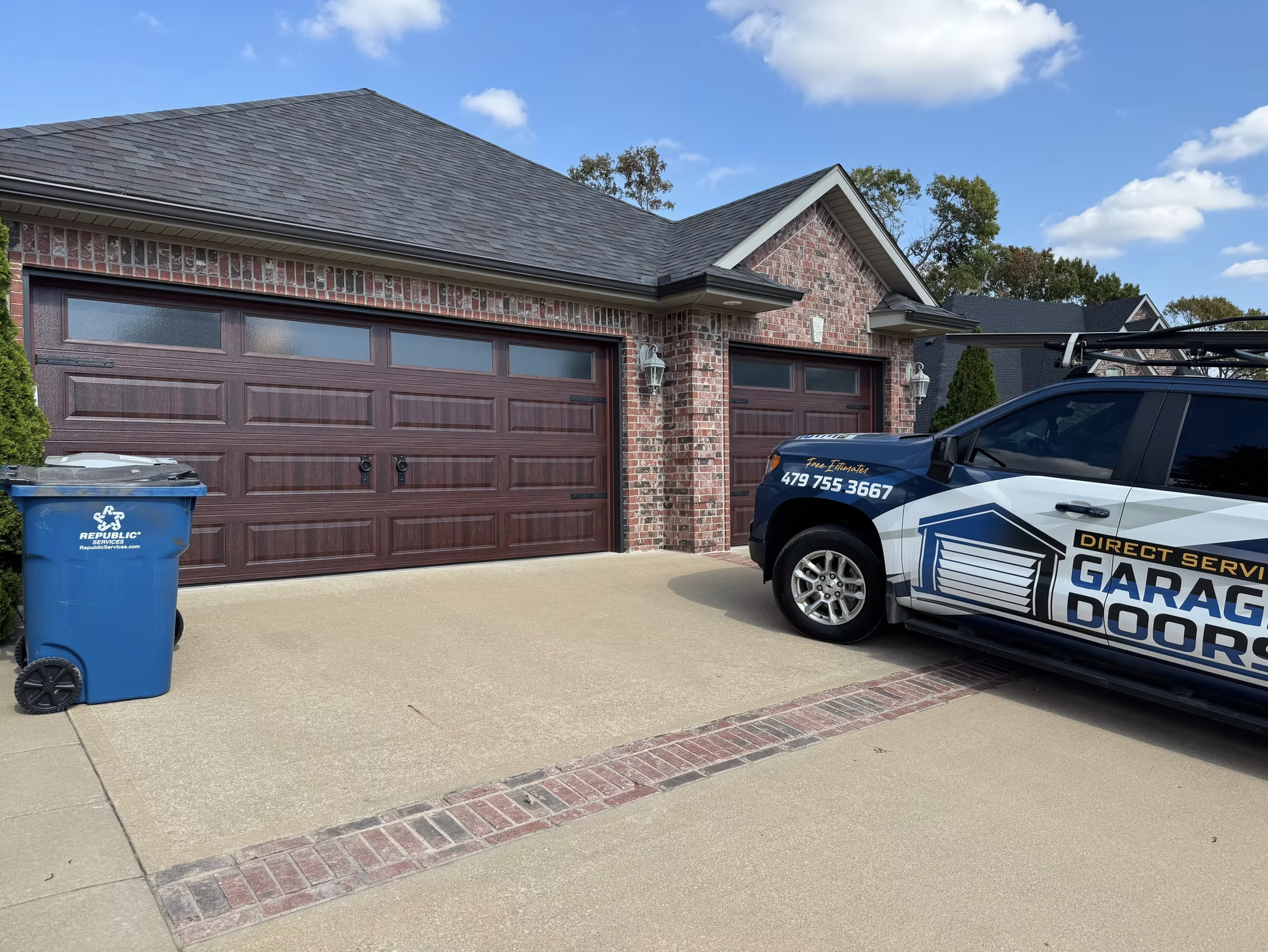 Steel garage door new build installation Arkansas