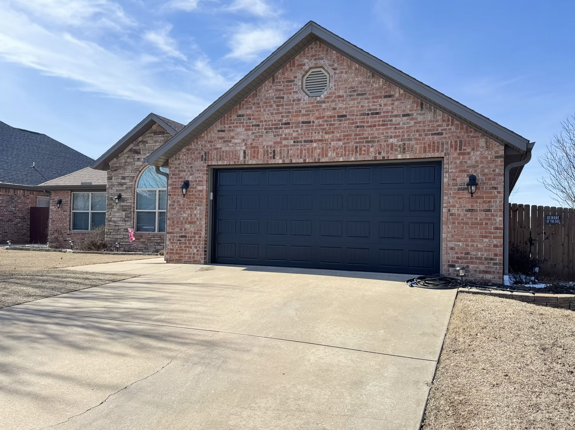 New home garage door install Central Arkansas builder