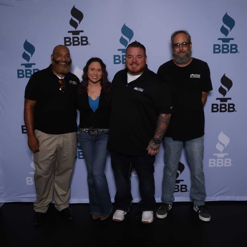 Direct Service Garage Doors team Parnell Lester, Jessica Ford, Travis Ford and Joseph Cook at the 2026 BBB Torch Awards for Ethics
